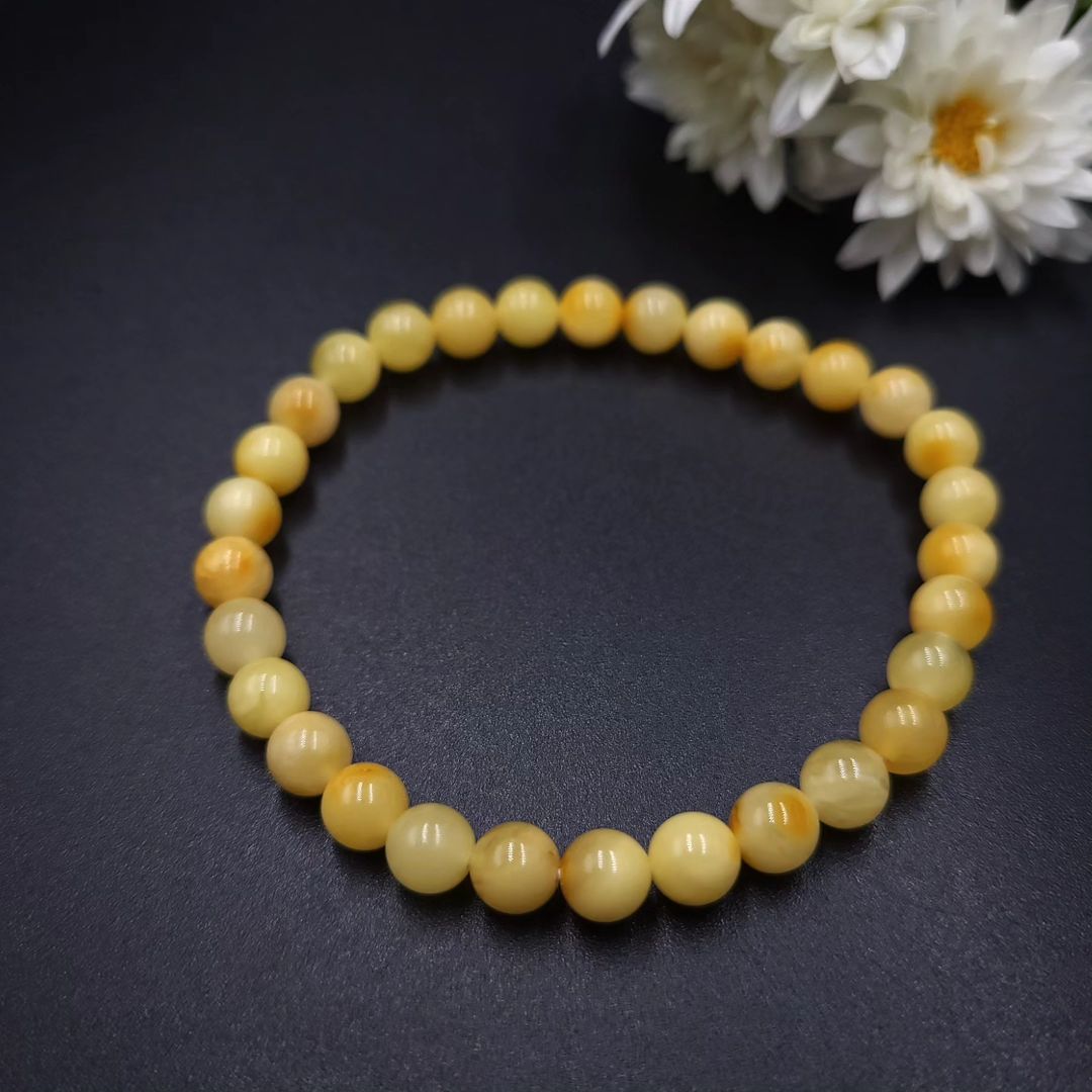 Handmade Yellow Amber Beaded Bracelet