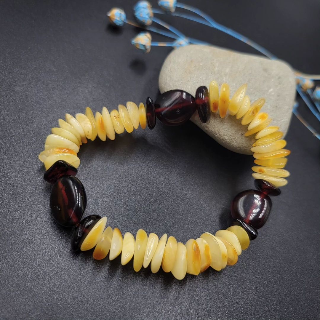 Baltic Amber Chip & Dark Accent Bracelet