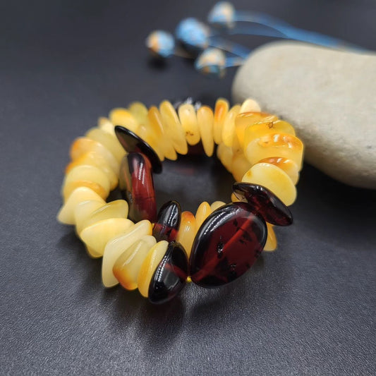 Baltic Amber Chip & Dark Accent Bracelet