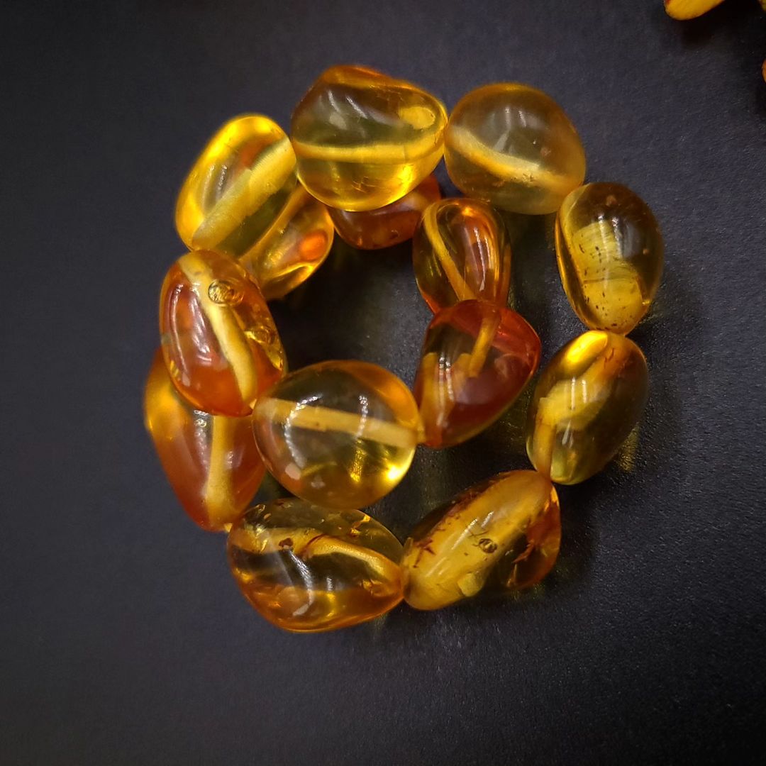 Amber Bracelet irregular beads shapes.