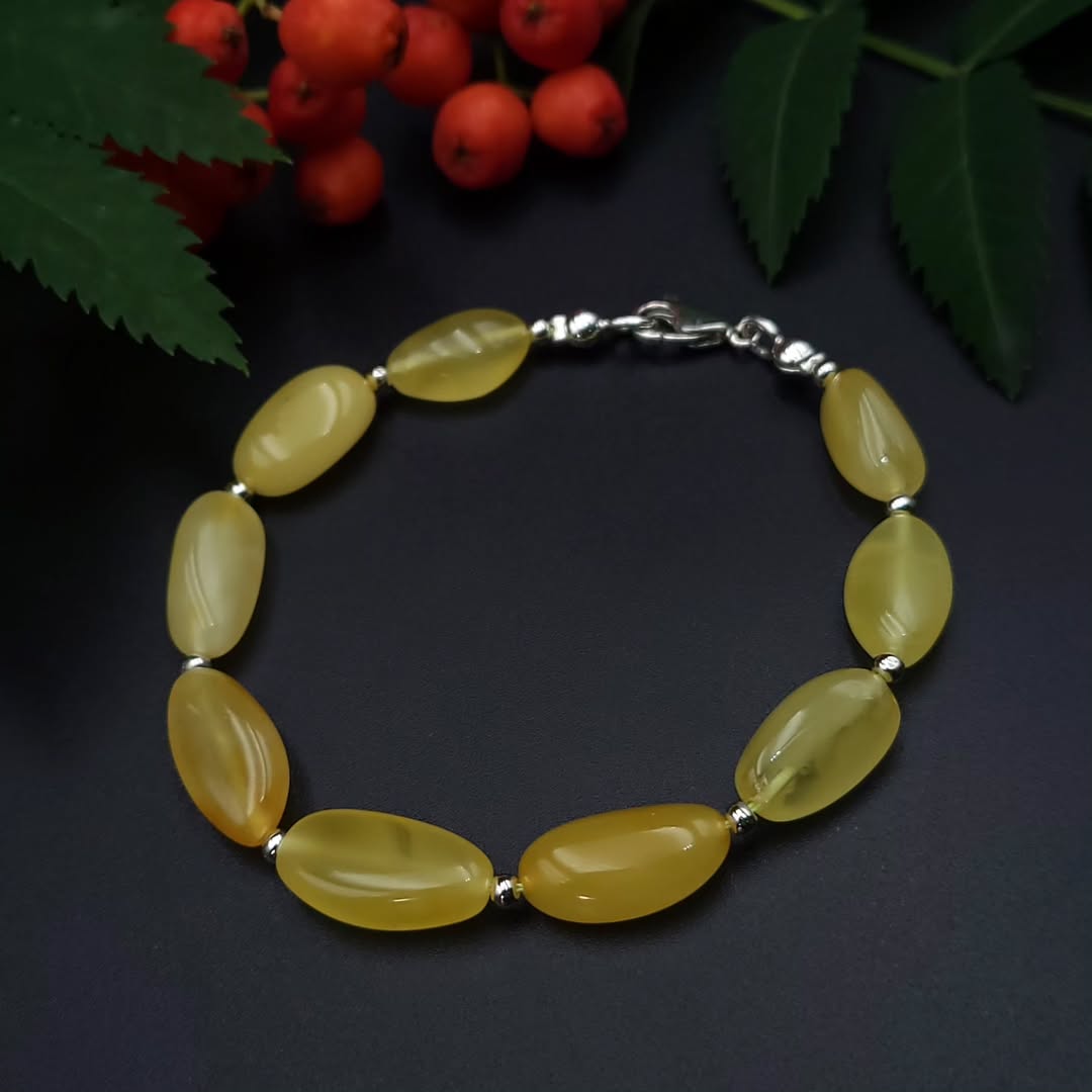 Tetibel Authentic Baltic Amber Bracelet with 925 Sterling Silver Clasp