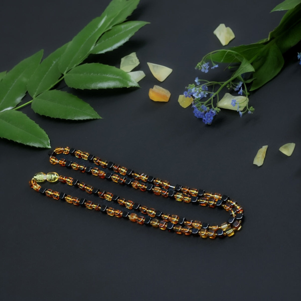 Amber Necklace Rectangular Barrelshaped Beads