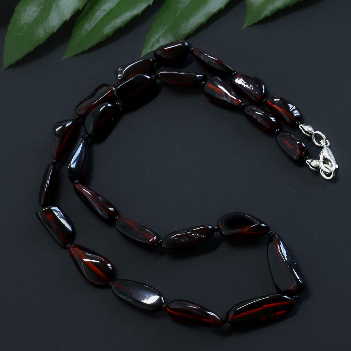 Amber Necklace Teardrop Reddish