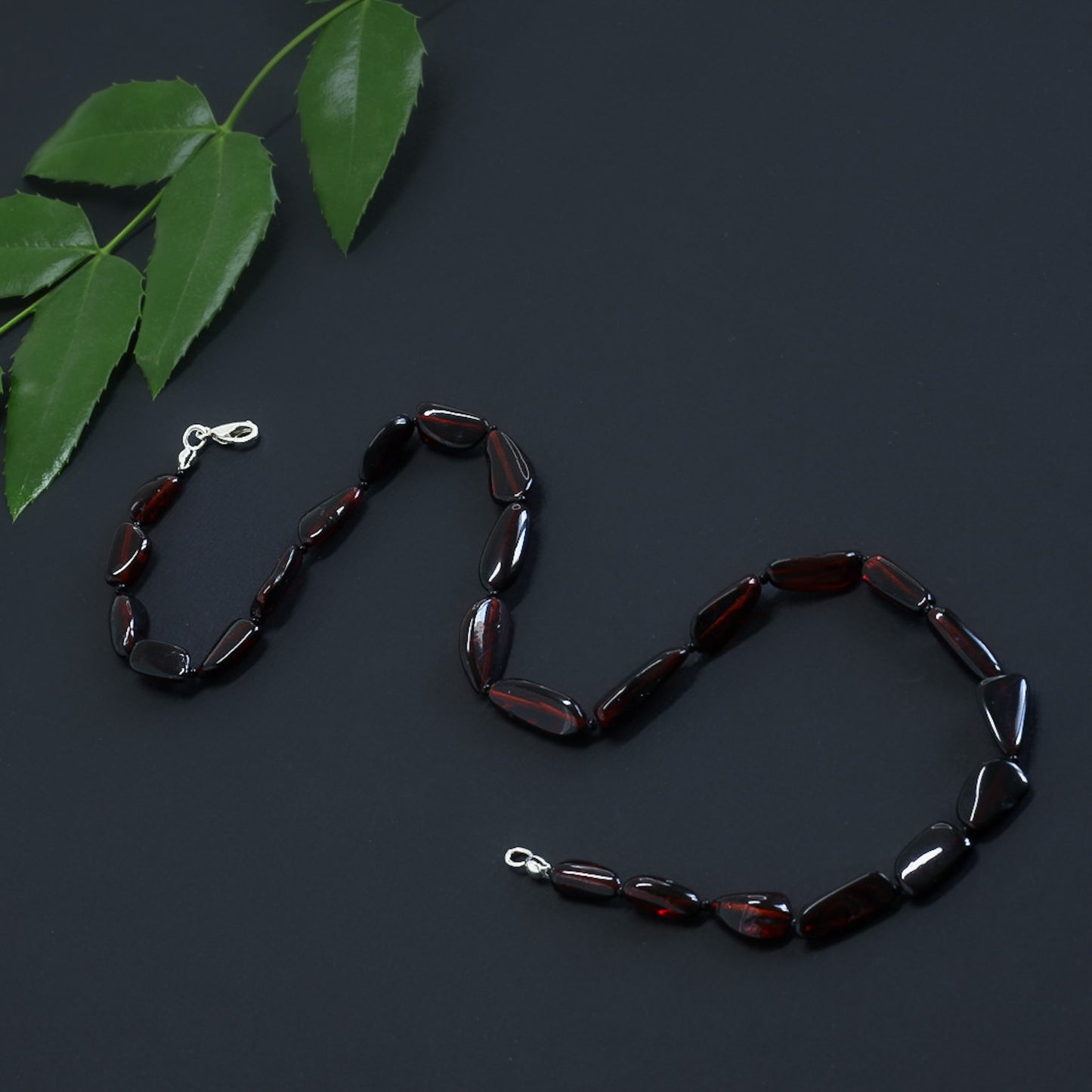 Amber Necklace Teardrop Reddish