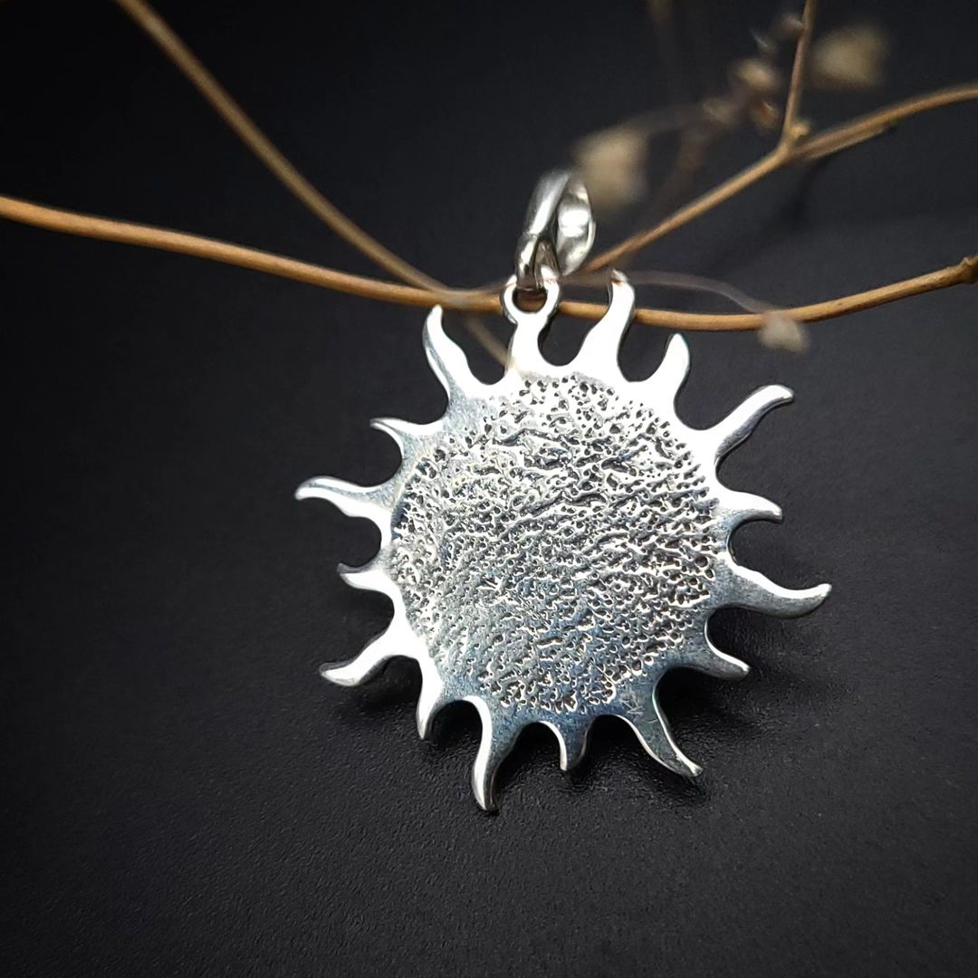 Amber Silver Sun Pendant