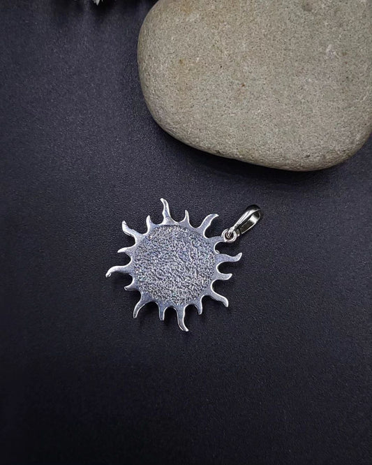 Amber Silver Sun Pendant