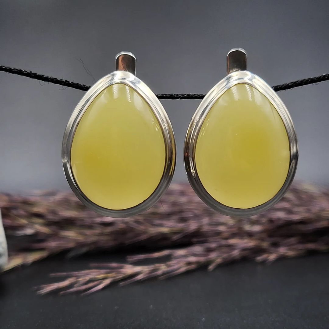 Amber Silver Earrings