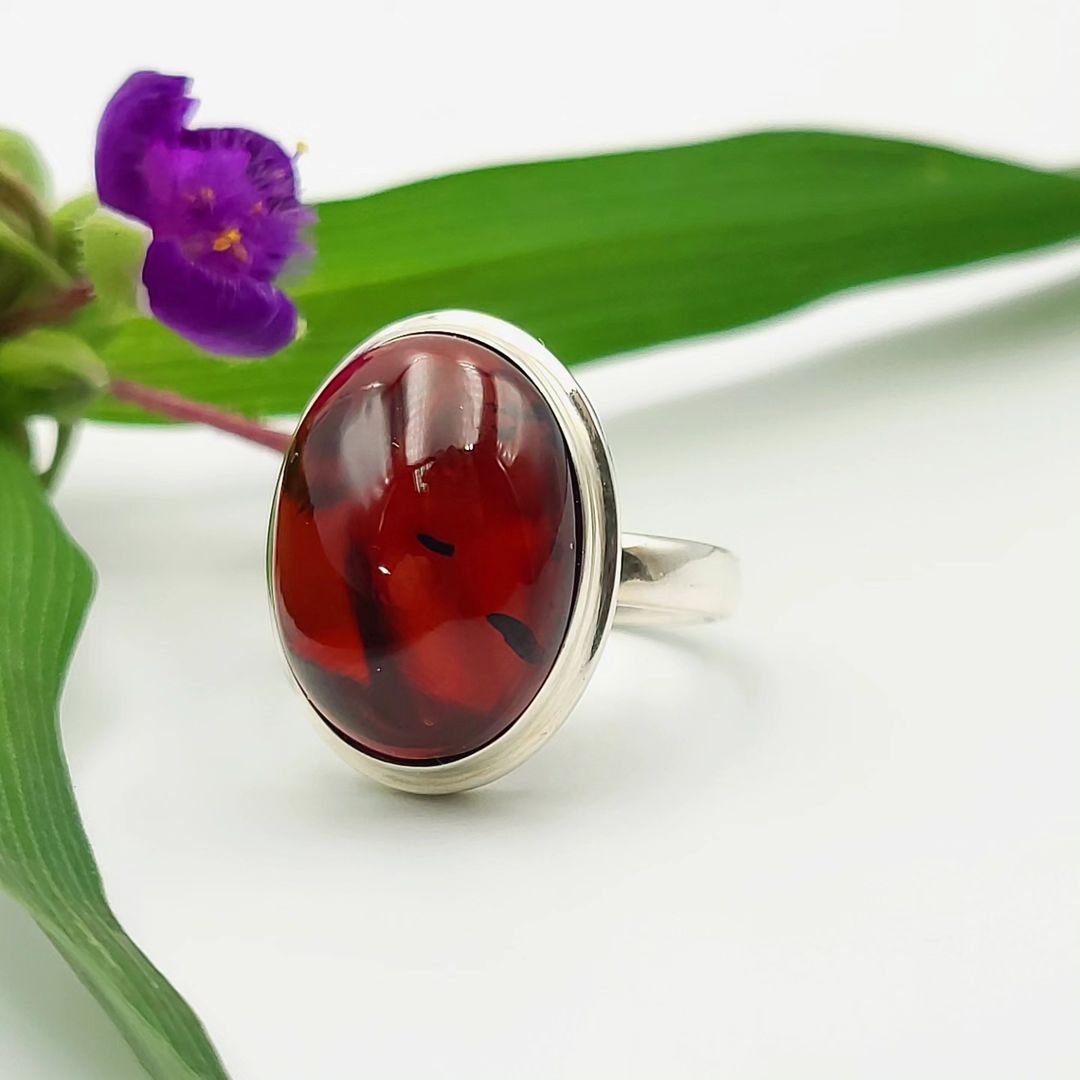 Amber Silver Ring