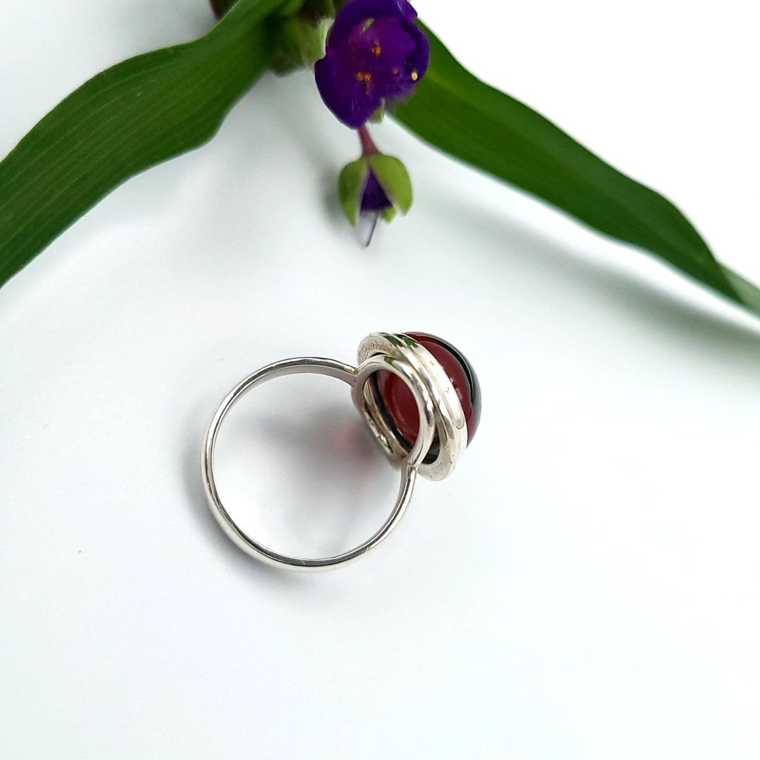 Amber Silver Ring