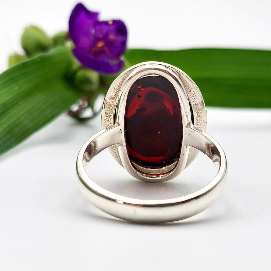 Amber Silver Ring