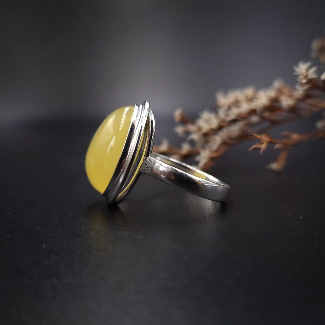 Amber Silver Ring