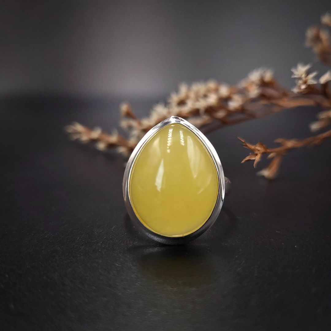 Amber Silver Ring