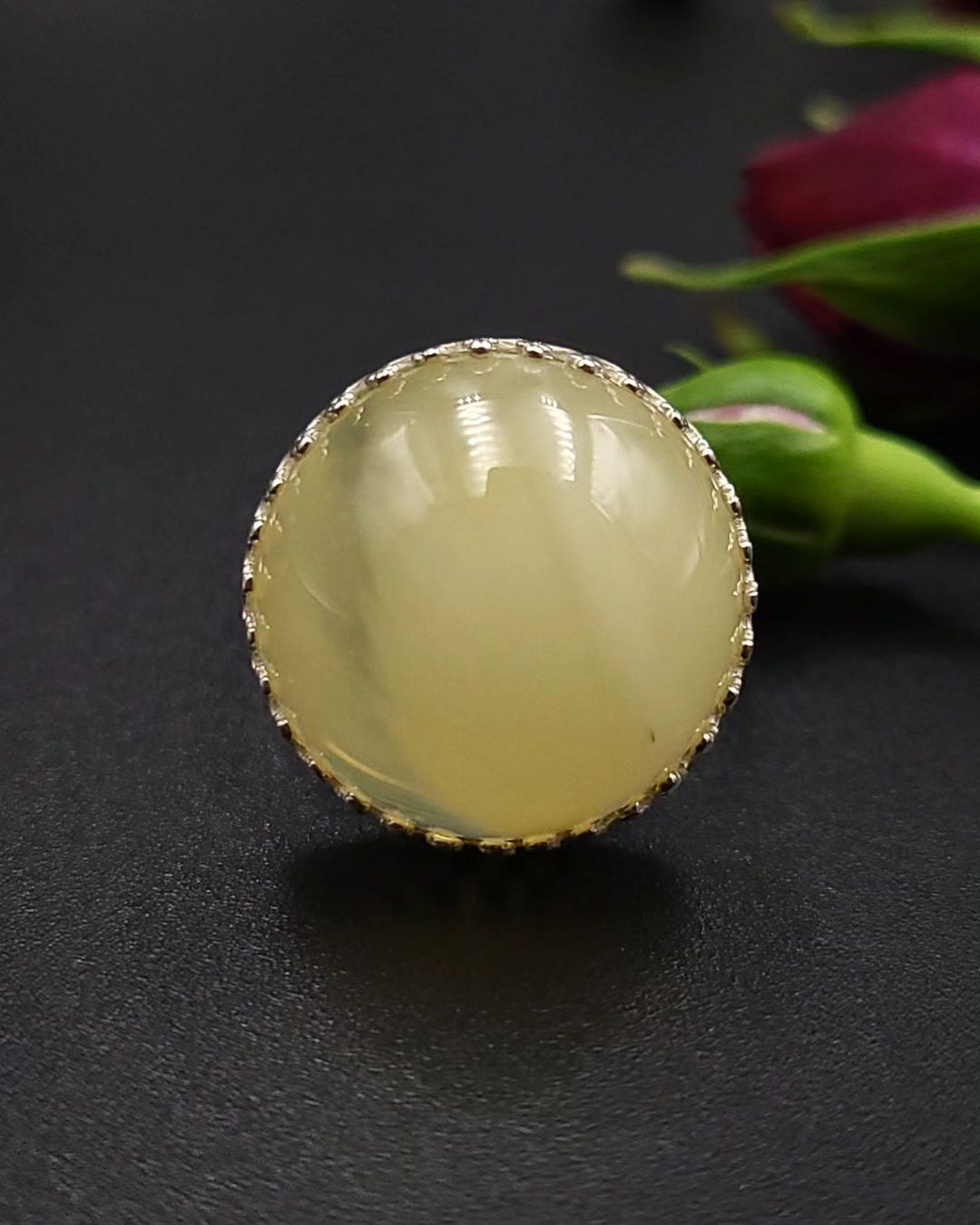 Amber Silver Ring
