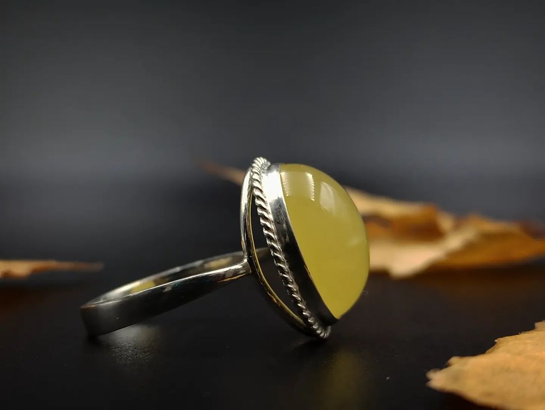 Amber Silver Ring
