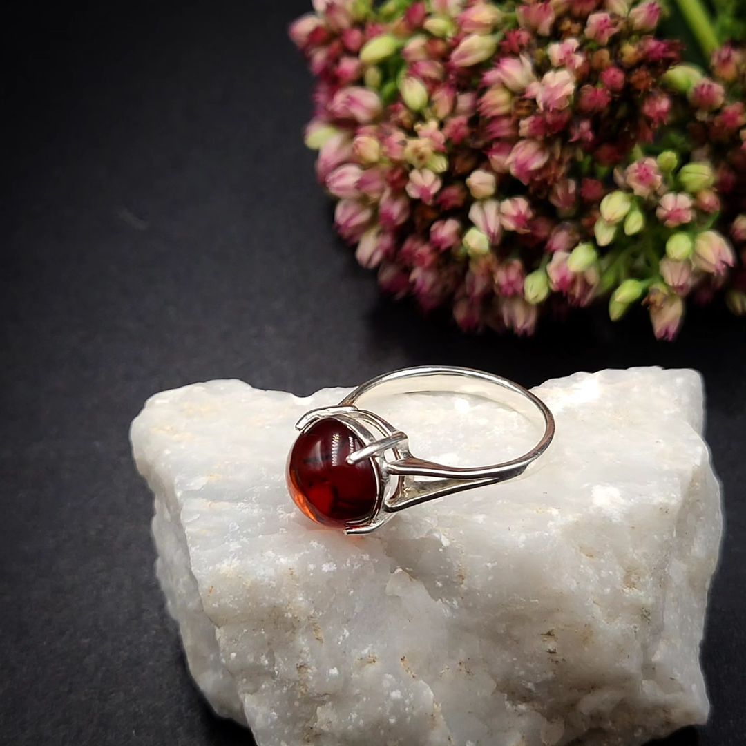 Amber Silver Ring