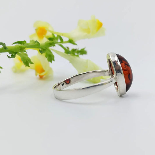 Amber Silver Ring