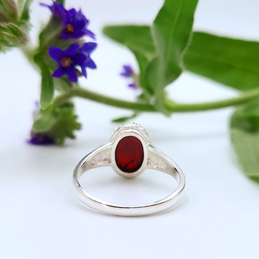 Amber Silver Ring