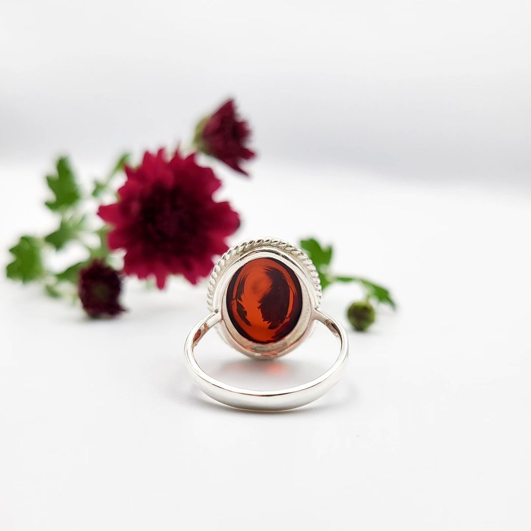 Amber Silver Ring