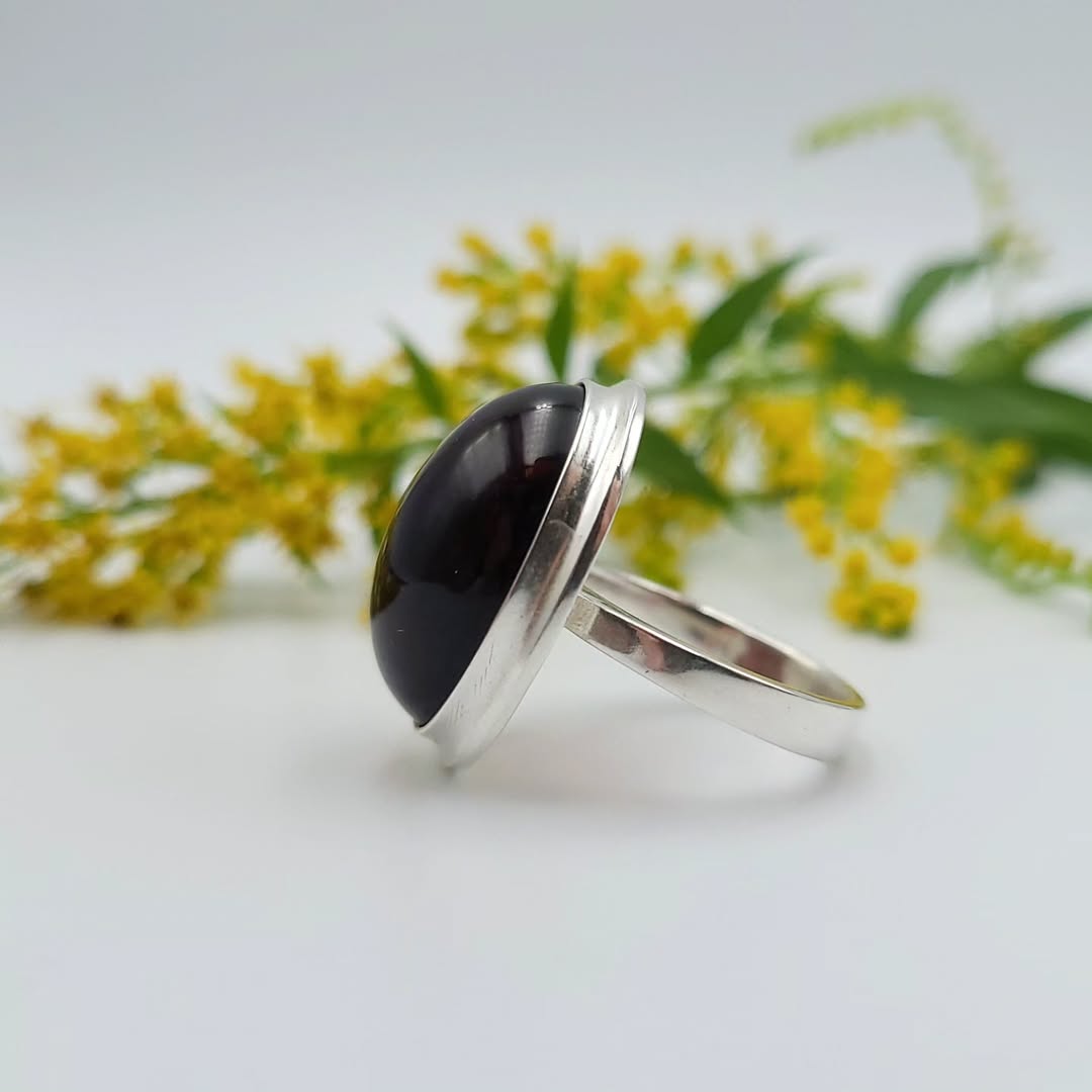 Amber Silver Ring