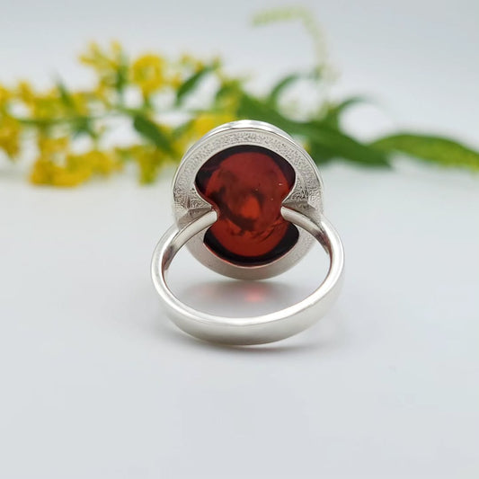 Amber Silver Ring