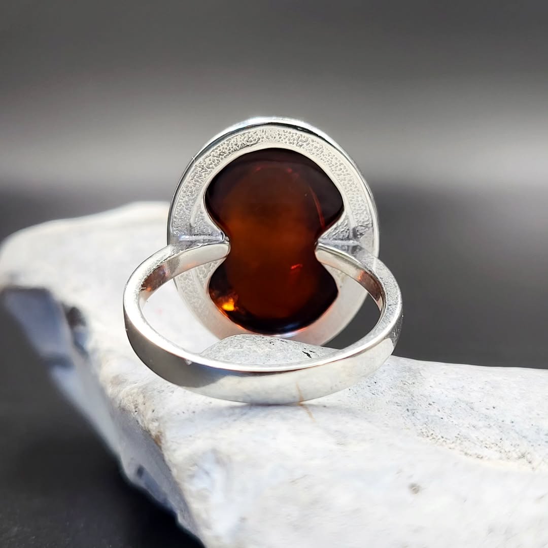 Amber Silver Ring