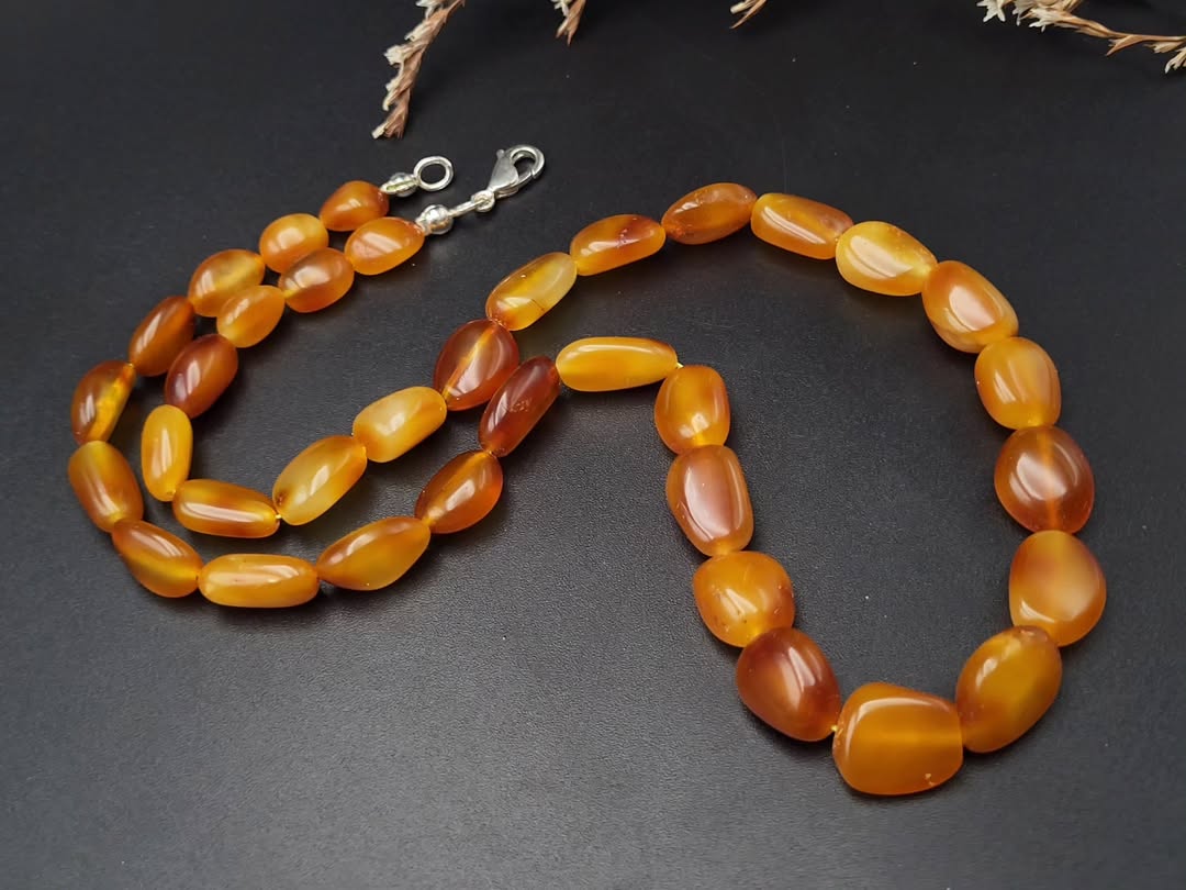 Handmade Baltic Amber Necklace -Genuine Honey Cognac Beads