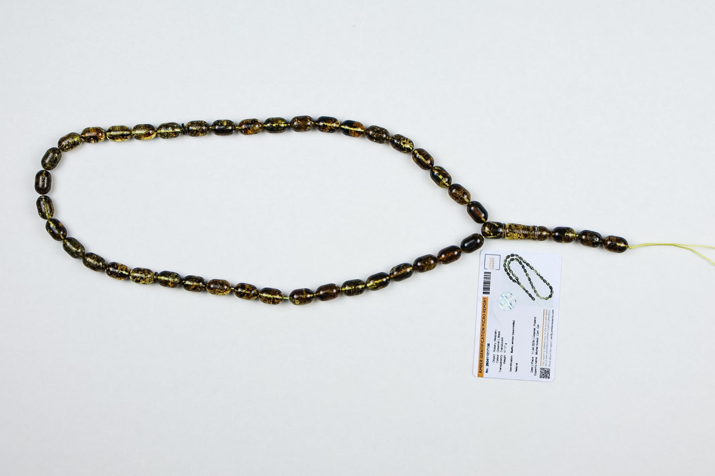 Natural Greenish-Black Baltic Amber Rosary (57.37g) – Mesbah with minor imperfections