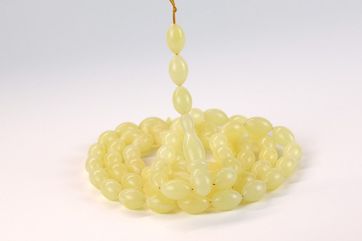 Natural Light Yellow Baltic Amber Rosary (22.94g) | Certified Mesbah | Tetibel