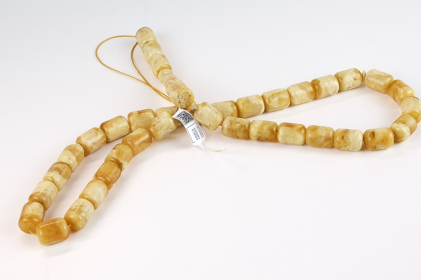 Certified Pressed Beige & Orange Baltic Amber Rosary (52.55g) | Tetibel