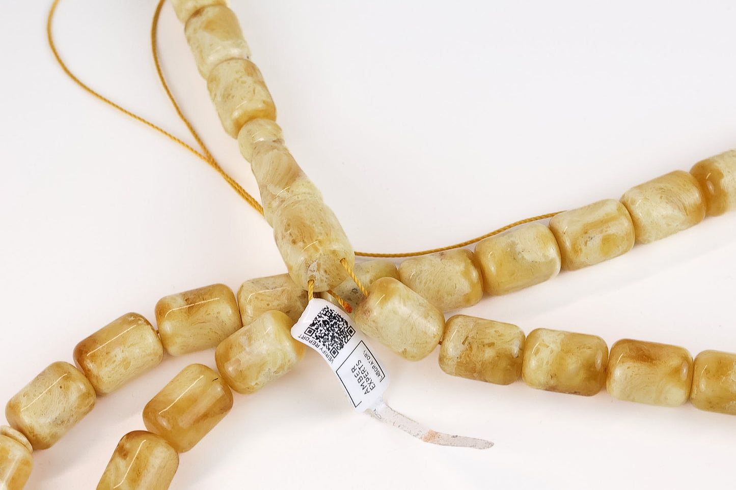 Certified Pressed Beige & Orange Baltic Amber Rosary (52.55g) | Tetibel