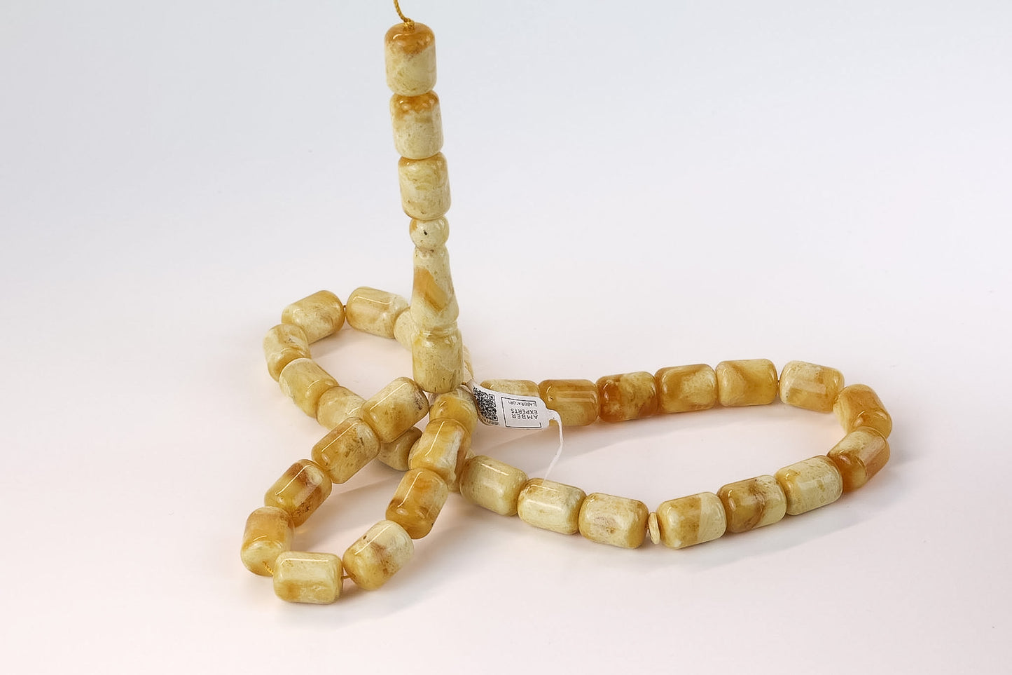 Certified Pressed Beige & Orange Baltic Amber Rosary (52.55g) | Tetibel
