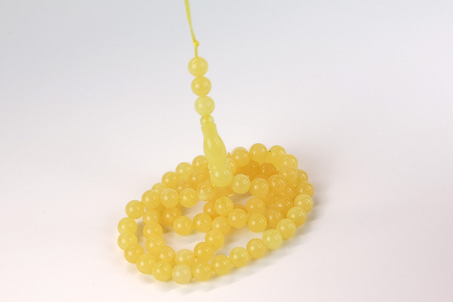 Natural Baltic Amber Rosary (Misbah) – Certified Opaque Yellow Succinite, 28.38g – Tetibel Amber Jewels