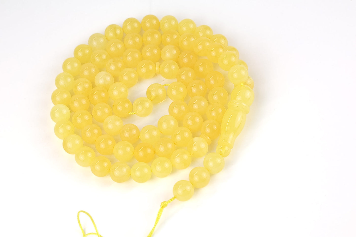 Natural Baltic Amber Rosary (Misbah) – Certified Opaque Yellow Succinite, 28.38g – Tetibel Amber Jewels