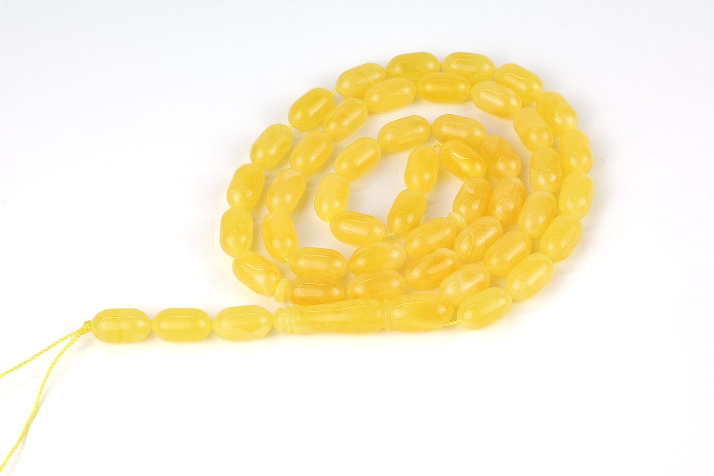 Rare Mango Yellow Natural Baltic Amber Rosary (25.24g) | Certified Mesbah | Tetibel