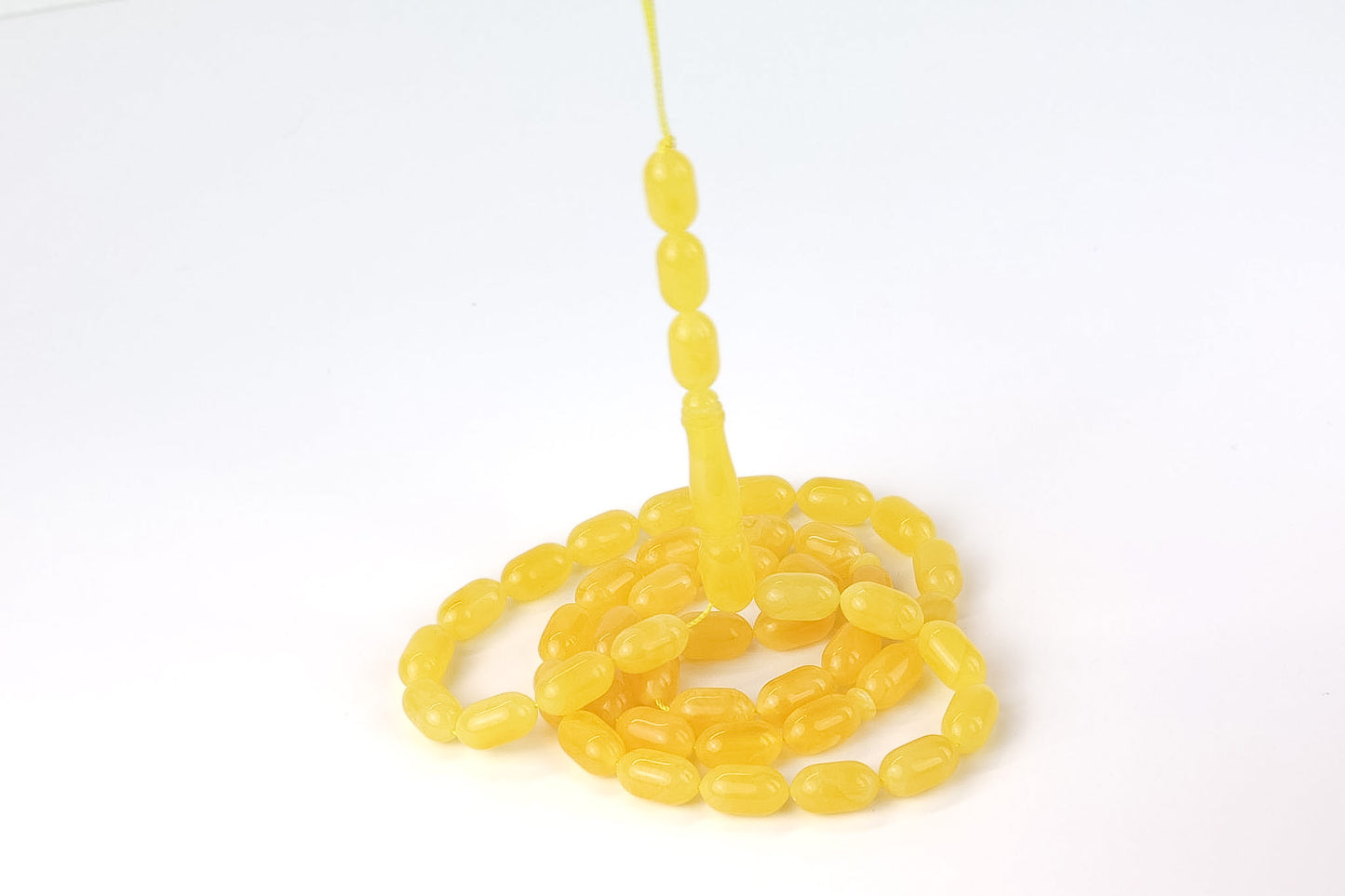 Rare Mango Yellow Natural Baltic Amber Rosary (25.24g) | Certified Mesbah | Tetibel