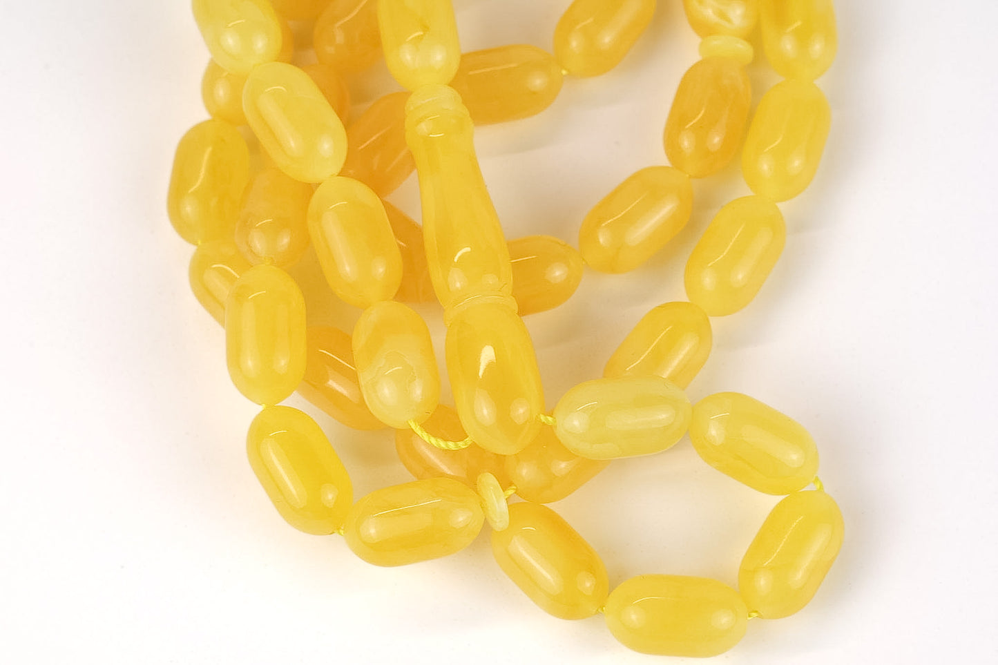 Rare Mango Yellow Natural Baltic Amber Rosary (25.24g) | Certified Mesbah | Tetibel