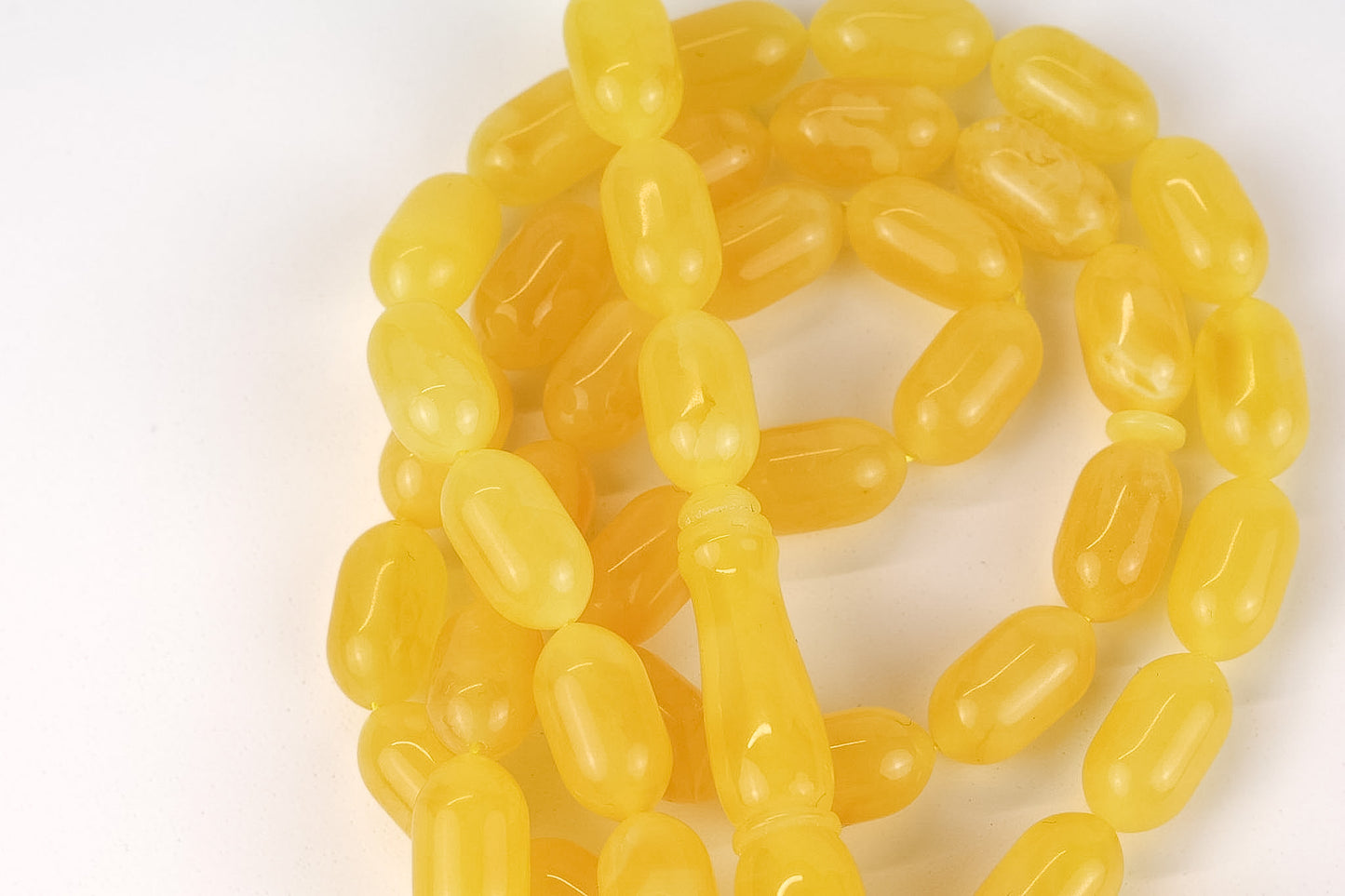 Rare Mango Yellow Natural Baltic Amber Rosary (25.24g) | Certified Mesbah | Tetibel