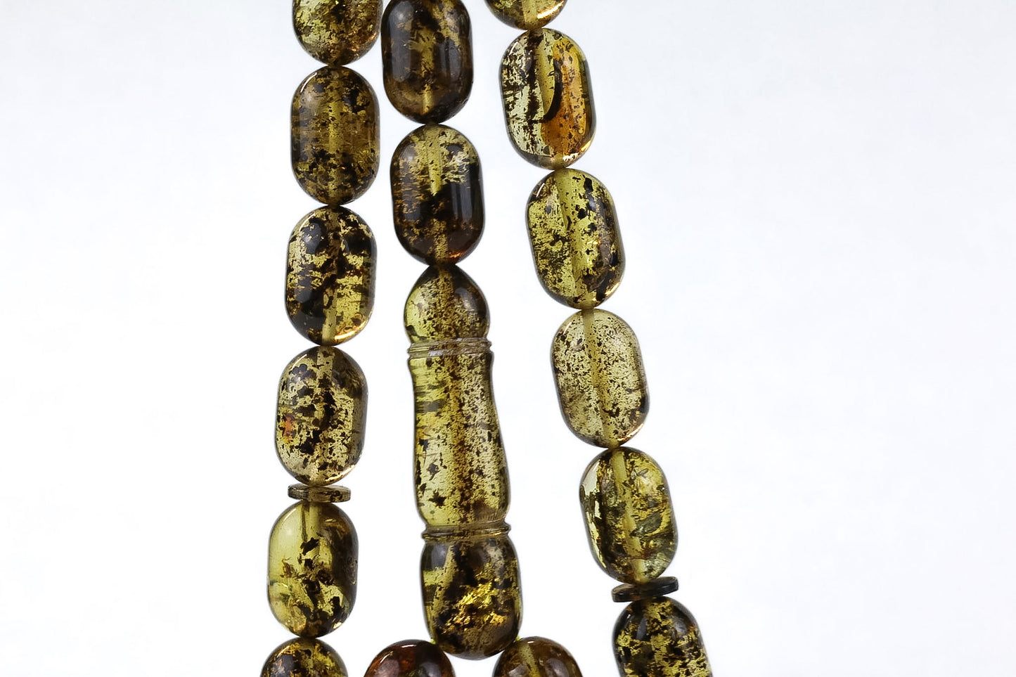 Natural Greenish-Black Baltic Amber Rosary (57.37g) – Mesbah with minor imperfections
