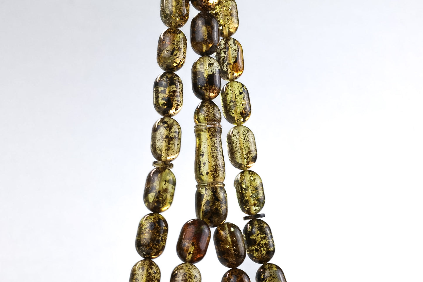 Natural Greenish-Black Baltic Amber Rosary (57.37g) – Mesbah with minor imperfections