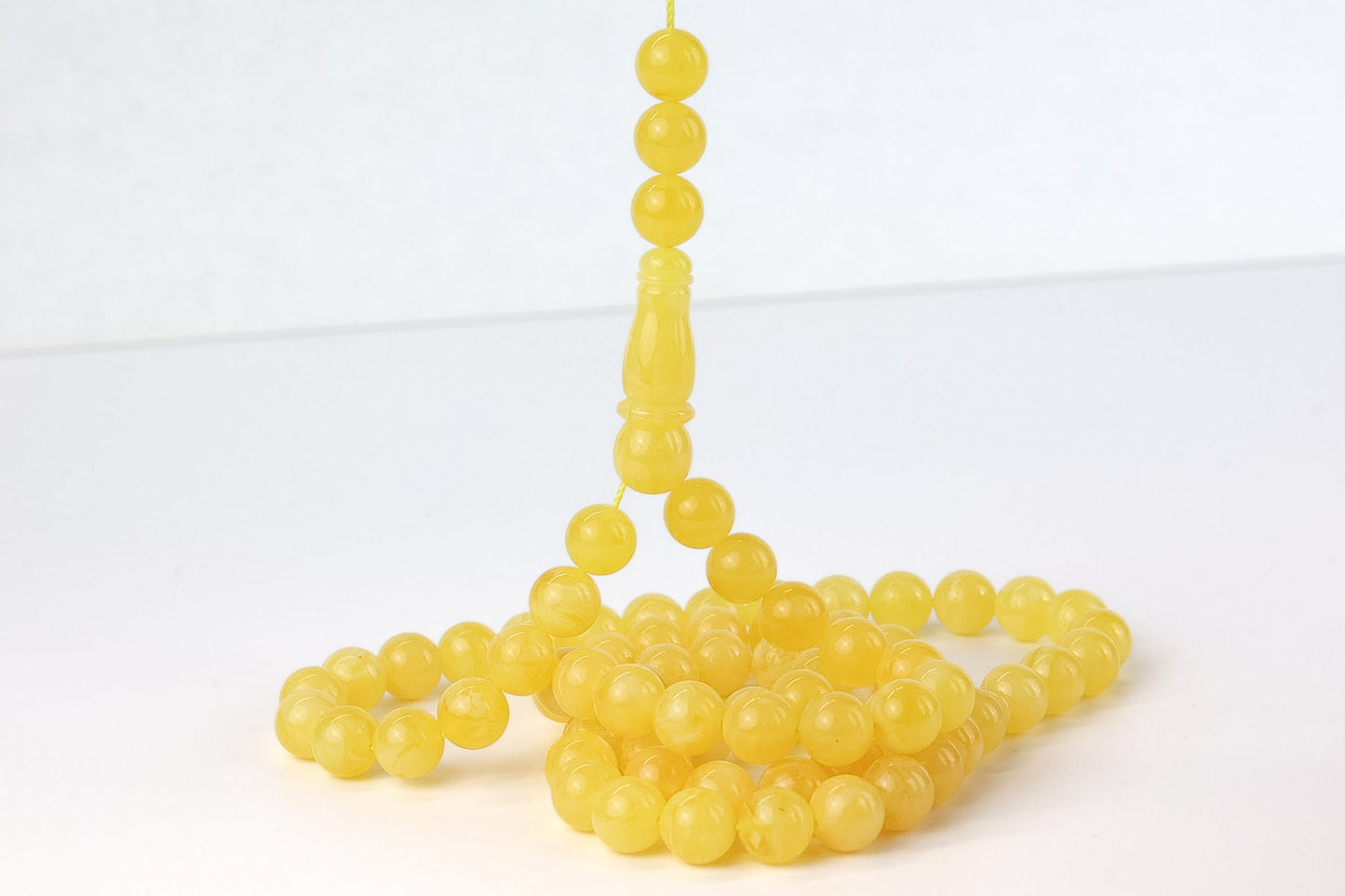 Rare Mango Yellow Natural Baltic Amber Rosary (30.05g) | Certified Mesbah | Tetibel
