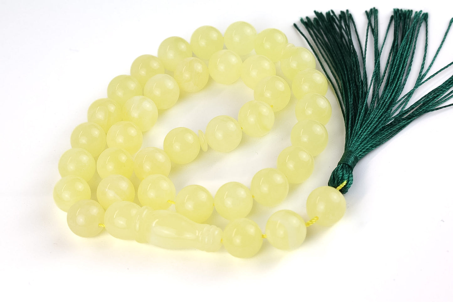 Natural Light Yellow Baltic Amber Rosary (25.10g) | Certified Mesbah with minor imperfections (3 Beads with imperfections)