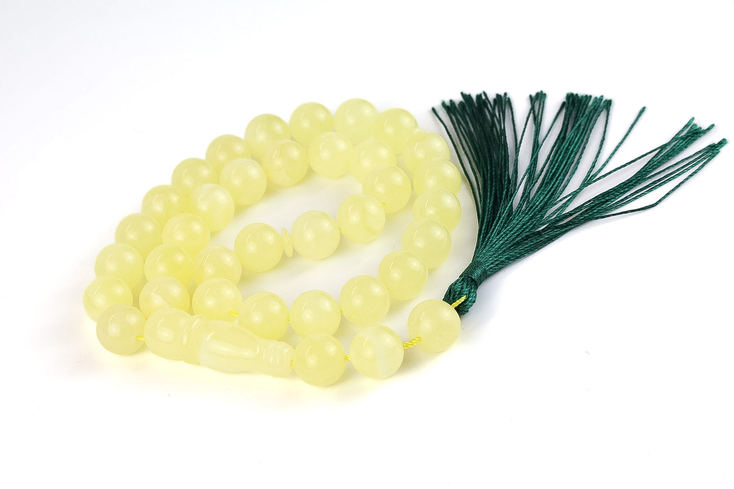 Natural Light Yellow Baltic Amber Rosary (25.10g) | Certified Mesbah with minor imperfections (3 Beads with imperfections)