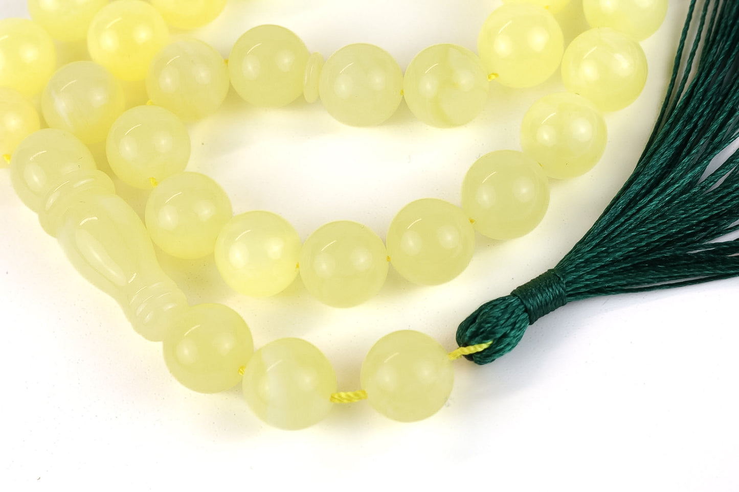 Natural Light Yellow Baltic Amber Rosary (25.10g) | Certified Mesbah with minor imperfections (3 Beads with imperfections)