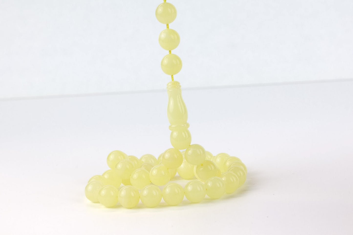 Natural Light Yellow Baltic Amber Rosary (25.10g) | Certified Mesbah with minor imperfections (3 Beads with imperfections)