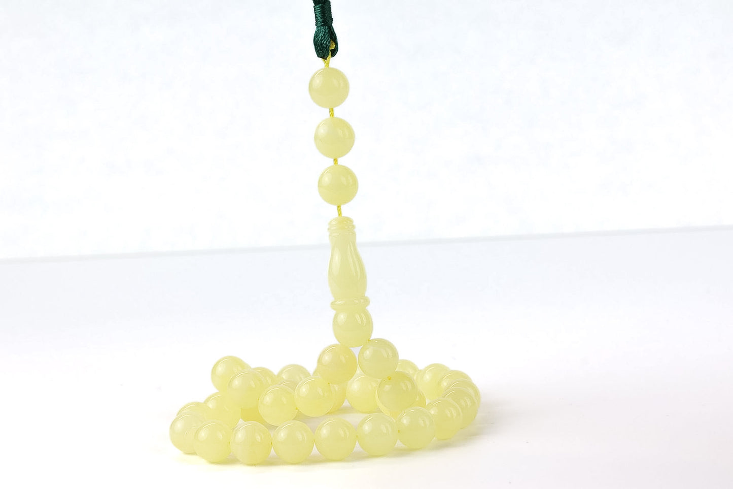 Natural Light Yellow Baltic Amber Rosary (25.10g) | Certified Mesbah with minor imperfections (3 Beads with imperfections)