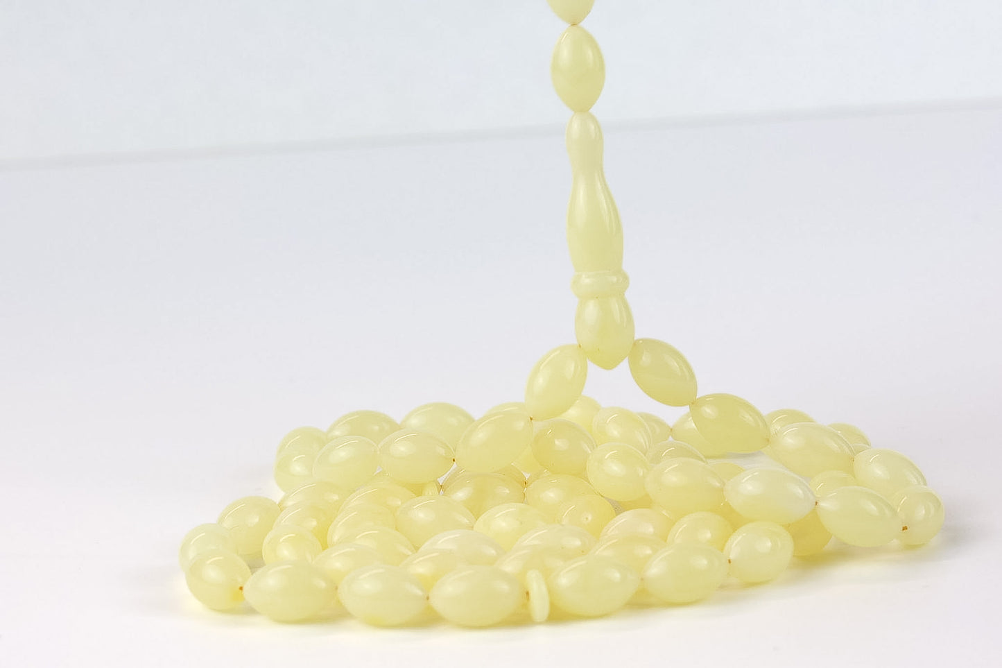 Natural Light Yellow Baltic Amber Rosary (22.94g) | Certified Mesbah | Tetibel
