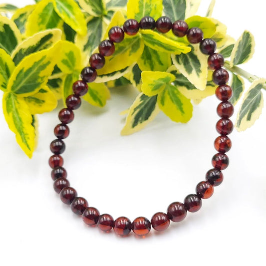Brownish Tint Amber Beads Bracelet