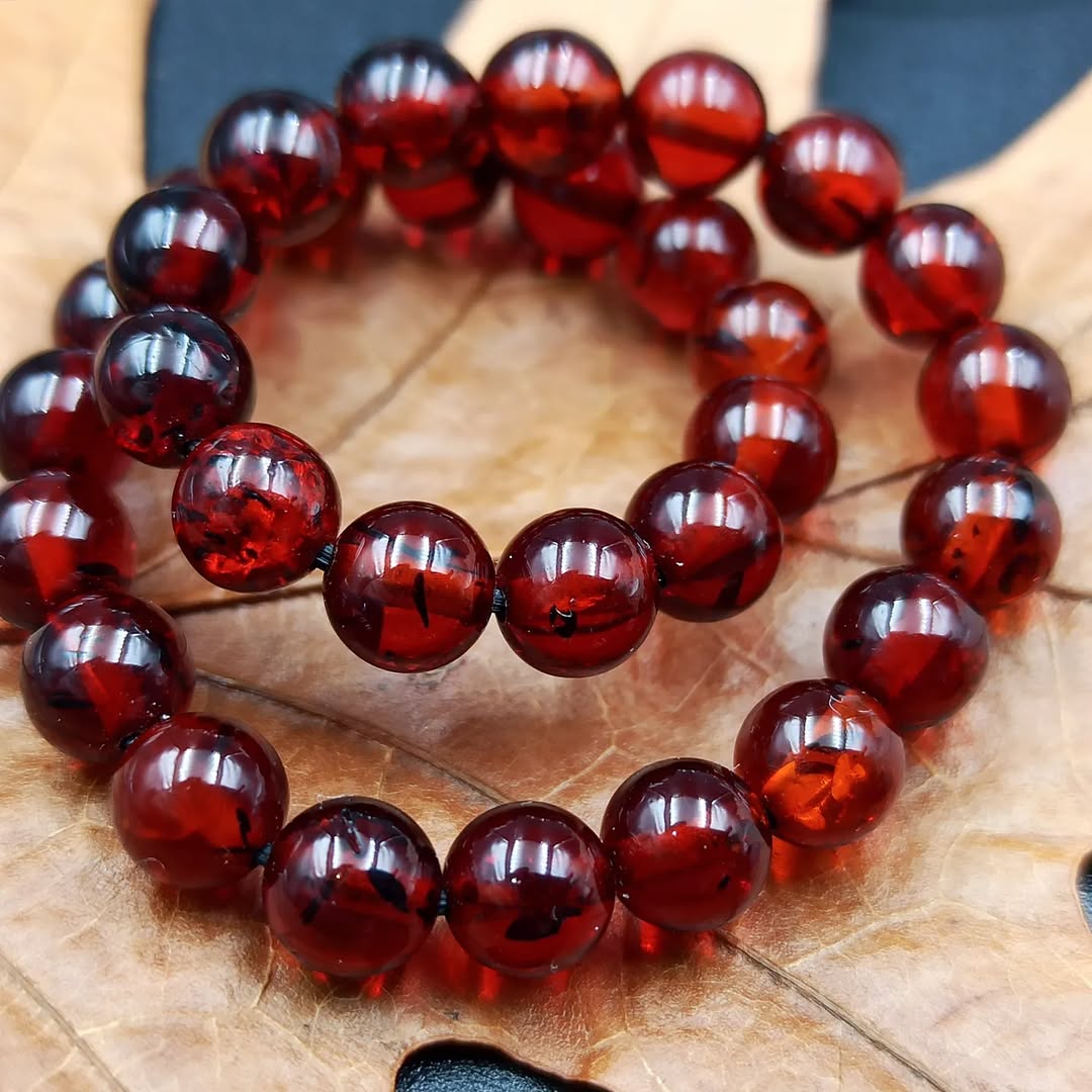 Amber Beads Red-Brown Bracelet Natural