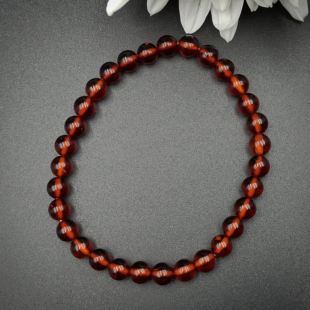 Amber Beads Red-Brown Bracelet Natural