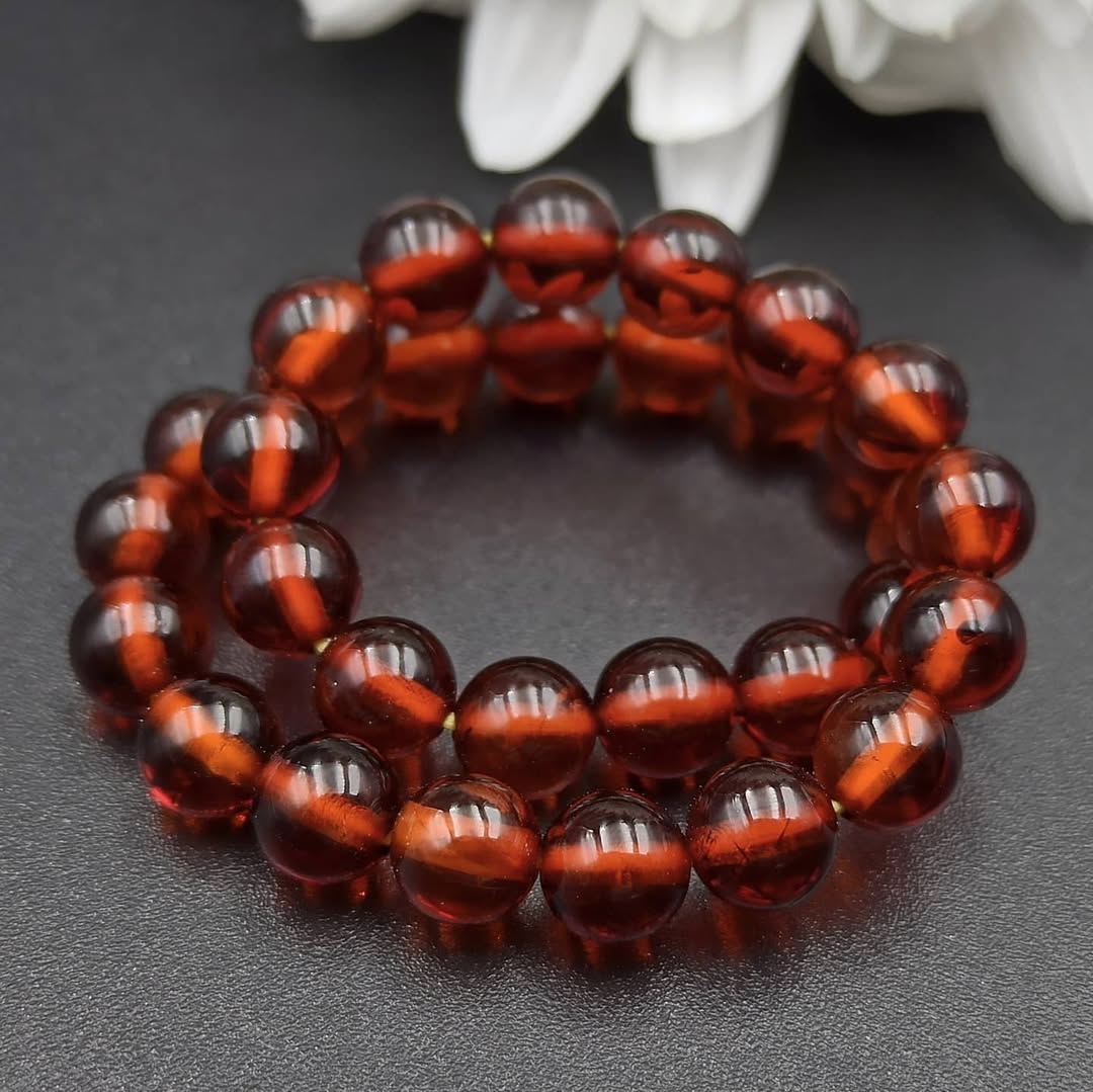 Amber Beads Red-Brown Bracelet Natural